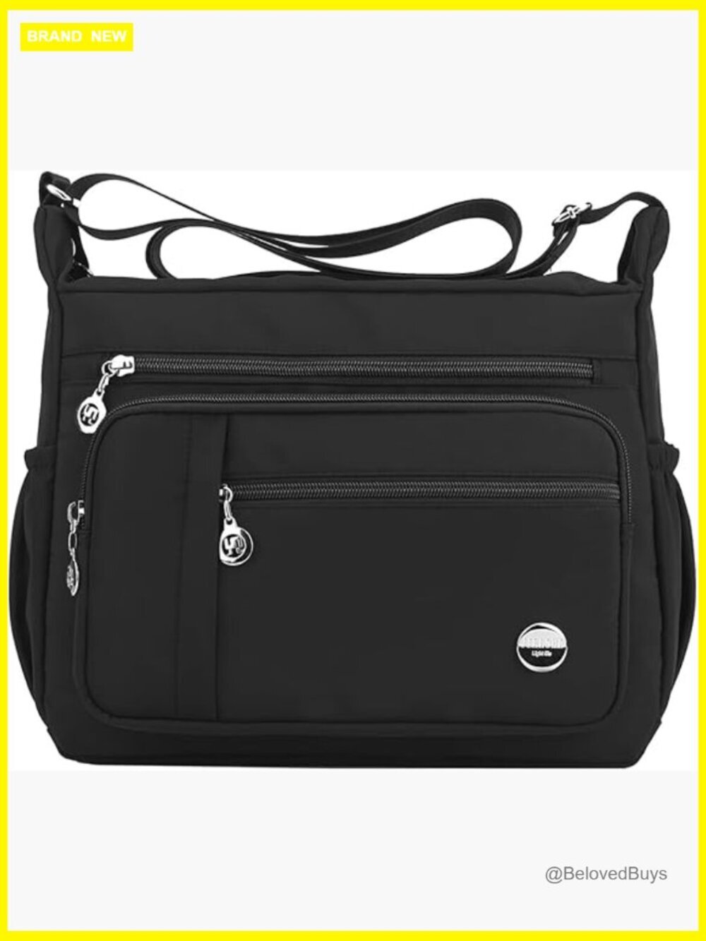 Large Nylon Tote with Multiple Pockets, Adjustable Strap, Lightweight Travel Bag